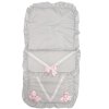 Plain Grey/ Pink Footmuff/Cosytoes With Large Bows & Lace (New Design)